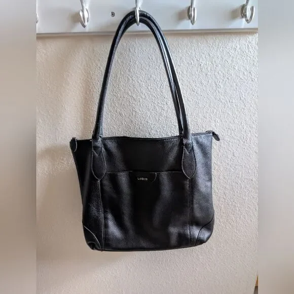 Lodis Black Pebbled Leather Tote Bag - Picture 3 of 9